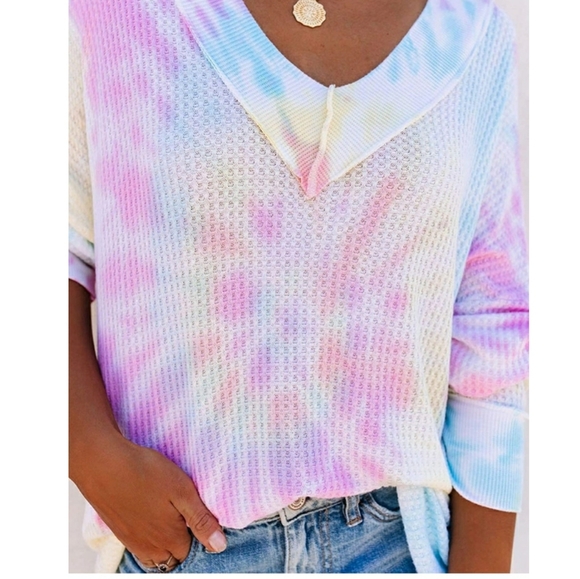 🎊HOST PICK🎊Tie Dye Off ShoulderV Neck - Picture 5 of 7